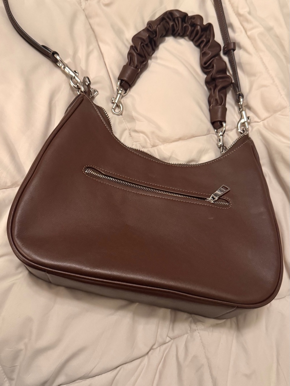 Coach Brown Leather Hobo Shoulder Bag with Scrunch Handle - Picture 2 of 6